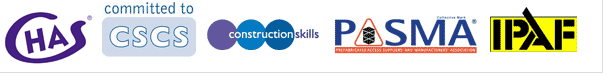 Chas, CSCS logo, Construction skilld logo, PSMA logo, IPAF logo